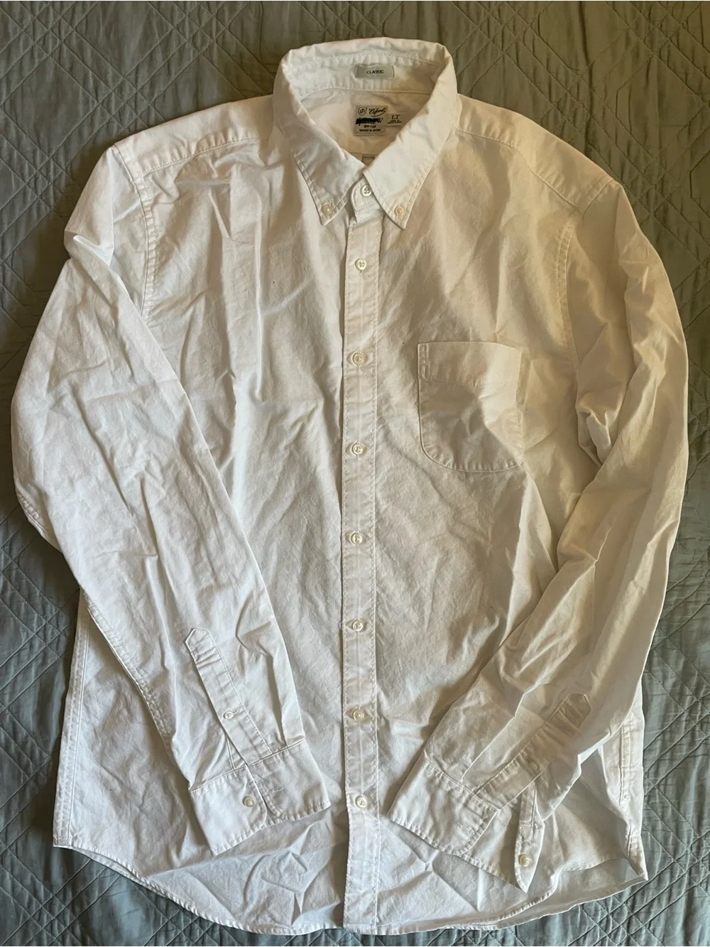 J. Crew Classic Tall Broken-in organic cotton oxford shirt in White LT $98 BG423